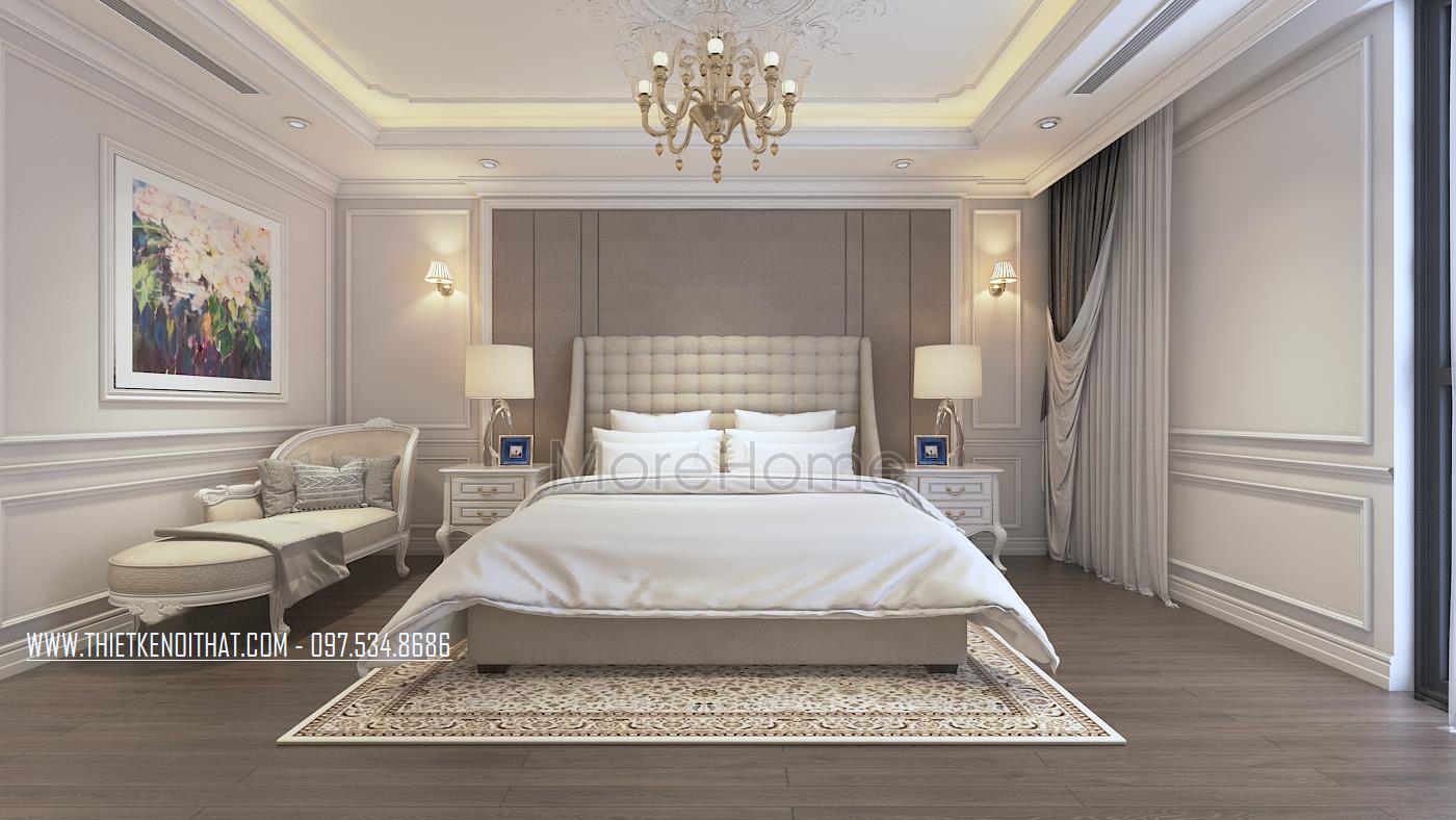  Thiết kế nội thất tân cổ điển gỗ óc chó căn hộ Duplex Hapulico